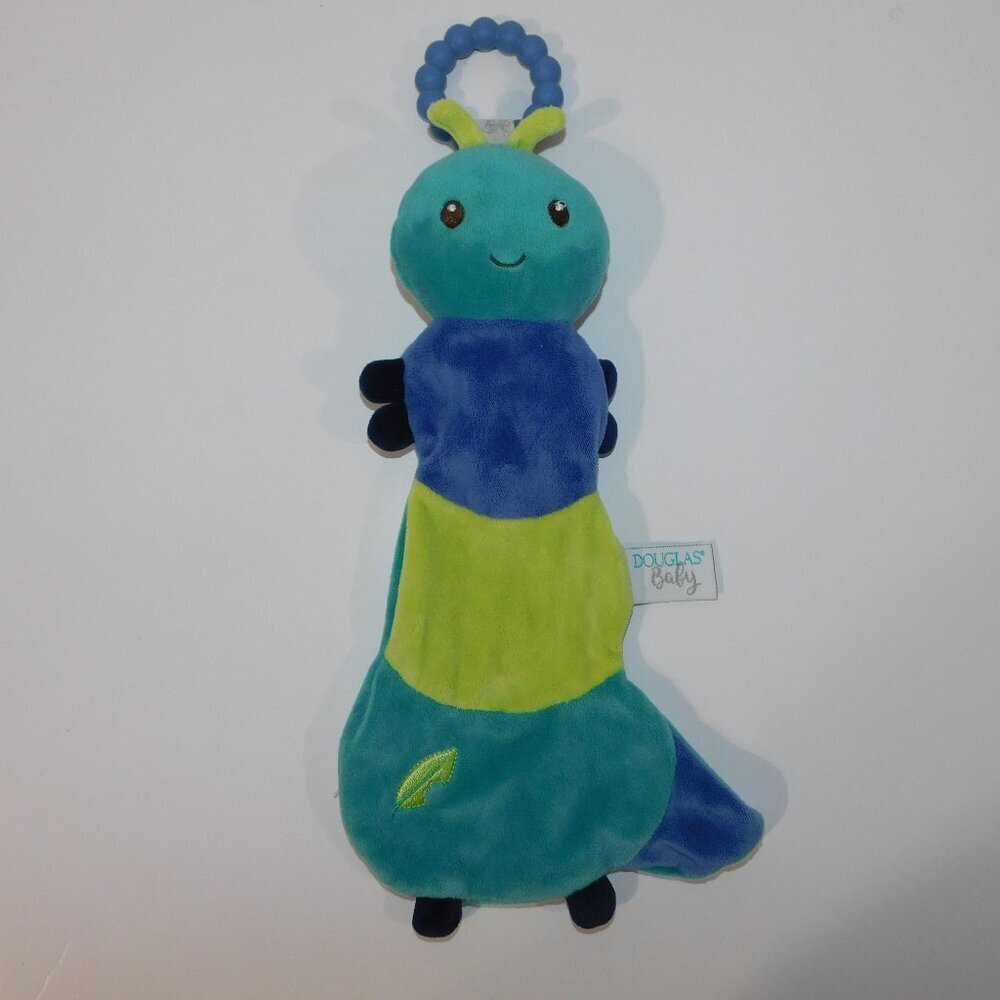 Douglas Crunchie Caterpillar Lil' Teether Baby Blue Green  Plush Lovey Comforter